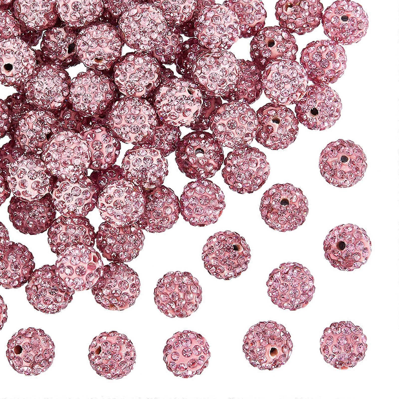10mm pink rhinestone bead