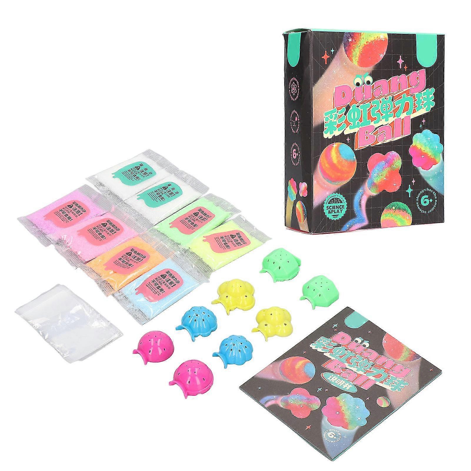 Kids DIY Bouncy Balls Kit - Make Glowing Colorful Elastic Sand Balls - Science Kit Gift