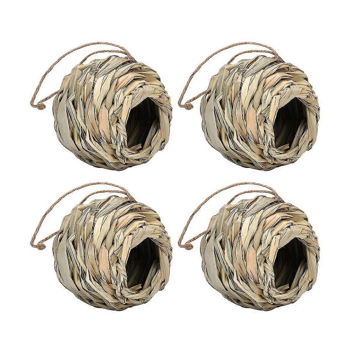 4pack Hanging Bird Nest House For Outside,hand Woven,made Of Natural Grass For ,balconies,tree Trunks