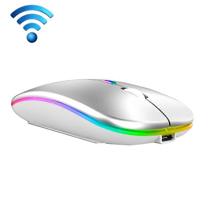 Colorful Luminous Wireless Mouse, Color: Dual-modes Silver Dual-modes Gold