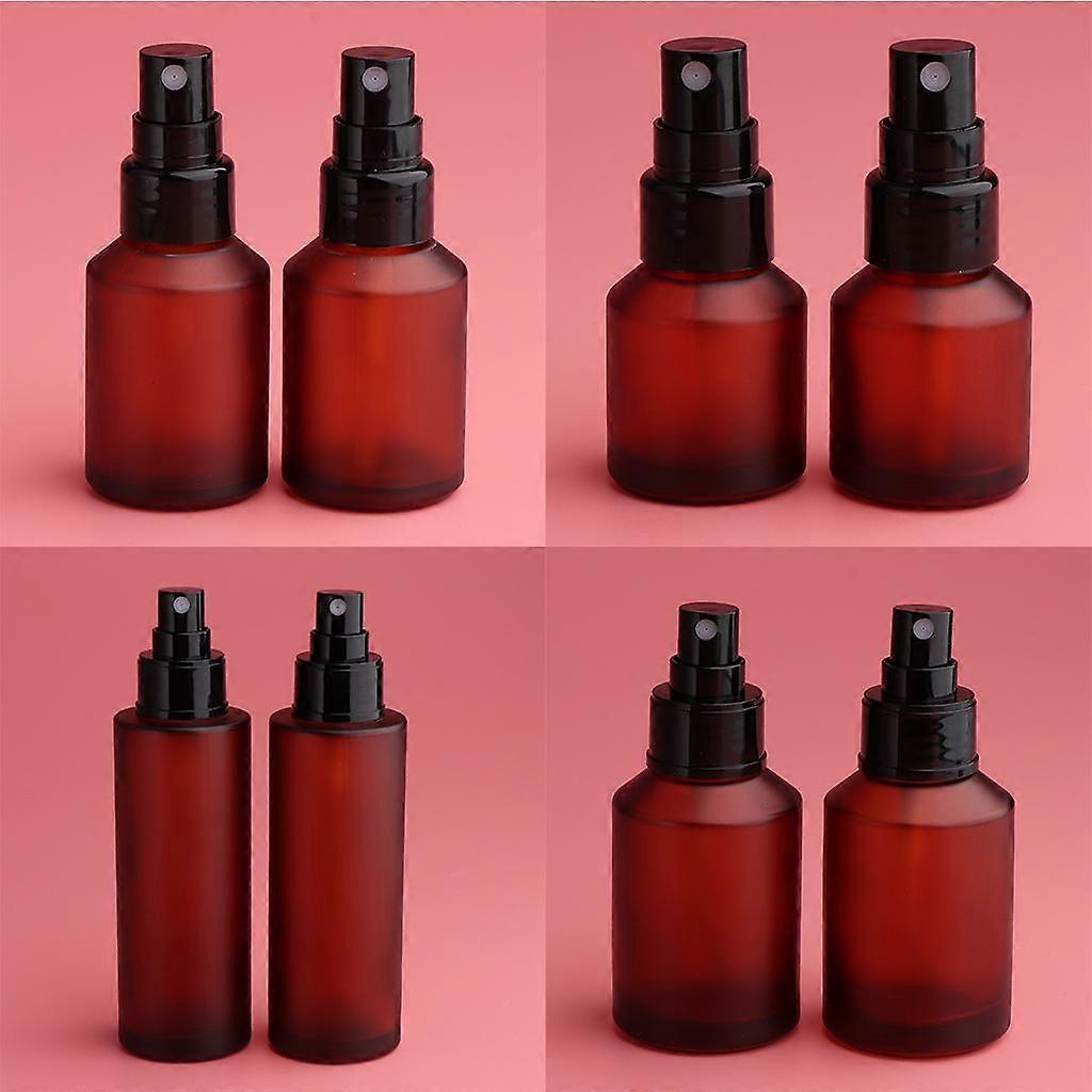 Reusable Frosted Glass Cosmetics Bottles Refillable Containers 15-100 mL Perfume Atomizer (Wine Red, Pack of 8)