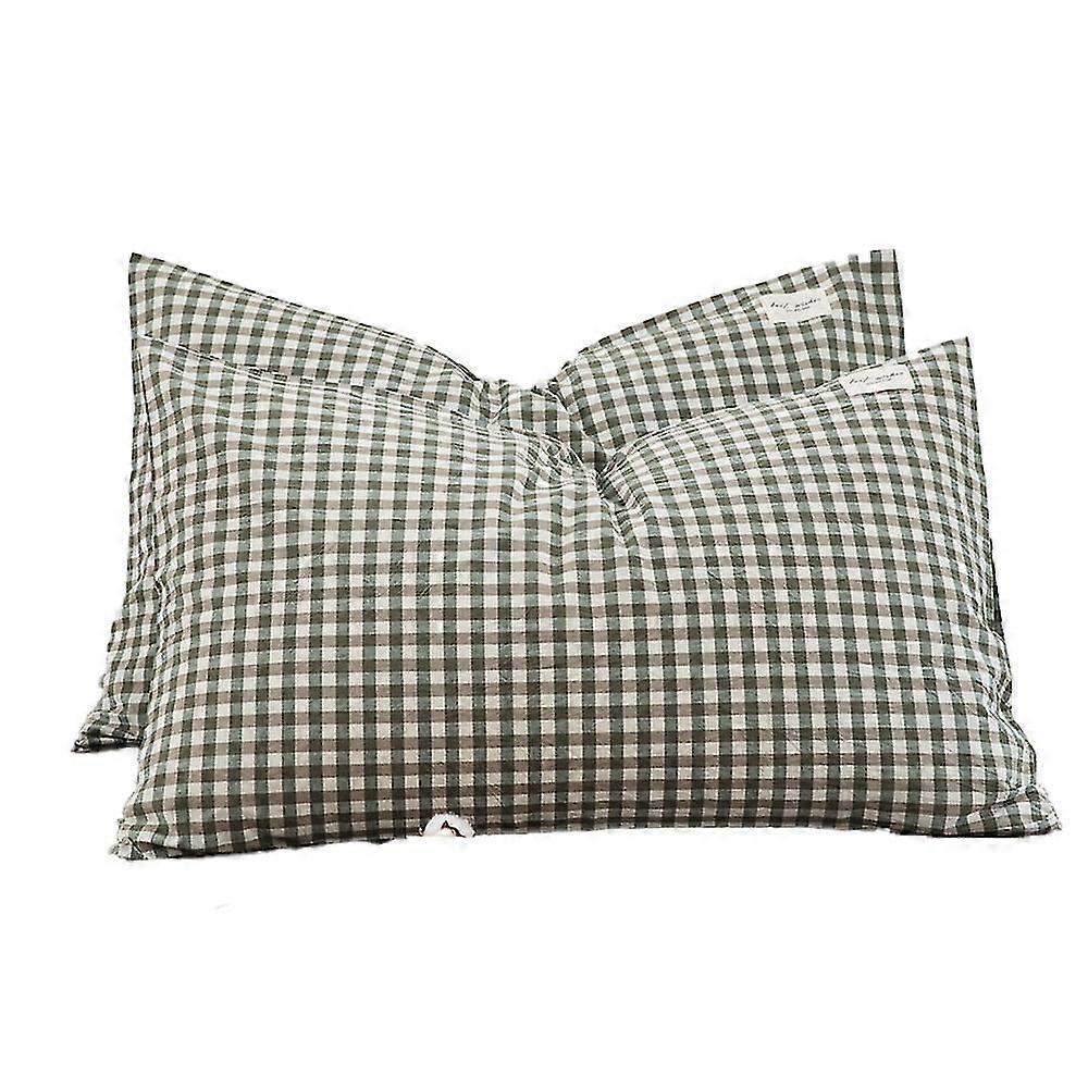 2pcs puro algodão xadrez fronha-puro algodão xadrez fronha