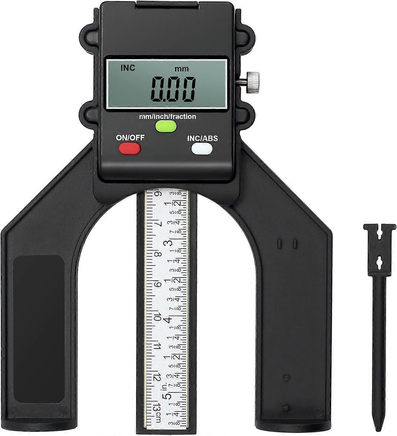 Digital Depth Gauge Height Gauge 80mm/3.14in with Battery 0.10mm/0.004in Accuracy with ABS/INC Function Height/Depth Measurement for Carpentry Woodwor