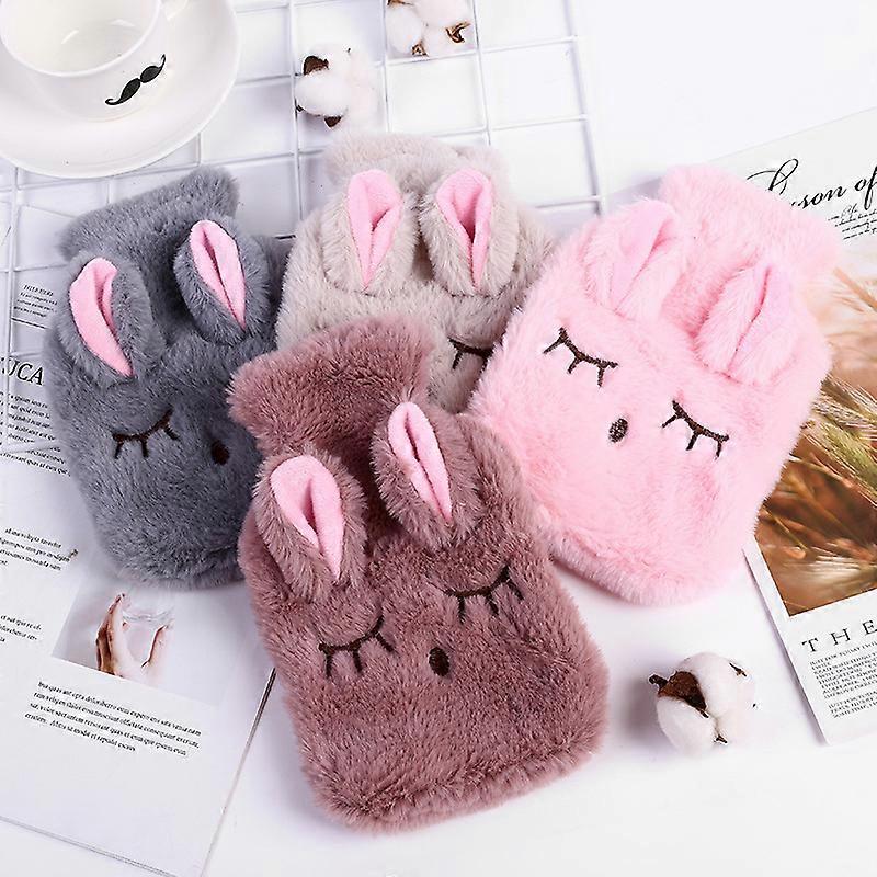 Reusable Winter Warm Heat Hand Warmer Pvc Hot Water Bottle Bag With Knitted Soft Rabbit Cozy Cover