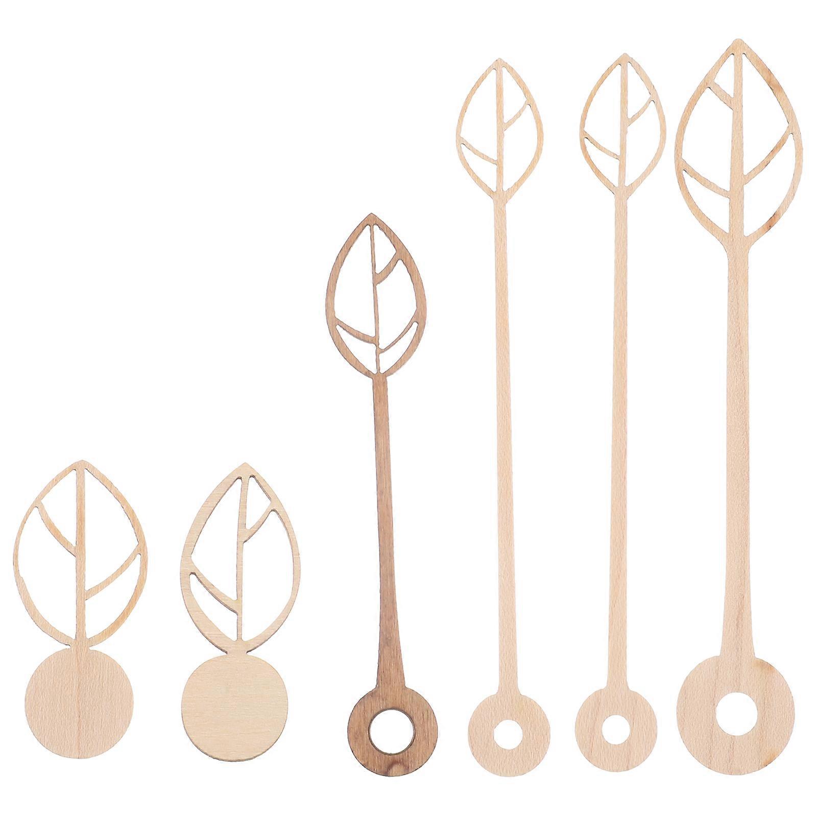 6pcs DIY Clock Hands Clock Pointer Wooden Clock Parts Replacement Wood Clock Hands