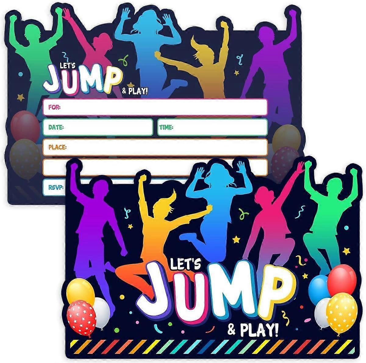 Jumping Theme Birthday Party Προσκλήσεις, Τραμπολίνο Jump Birthday Invite - Τραμπολίνο Πάρτι γενεθλίων - 12 κάρτες + 12 φάκελοι