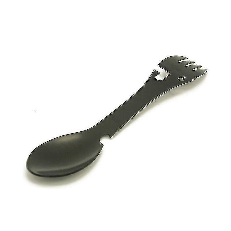 2 st Utomhus Camping Rostfritt stål Multi Function Spoon Fork, Svart