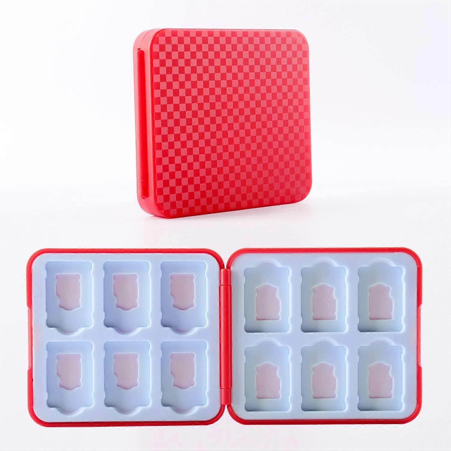 (Red) 1 Piece Nintendo Switch Game Card Storage Case with 12 Slots for Protective Cloth Storage, Hard Switch Accessory for Switch NS NX.