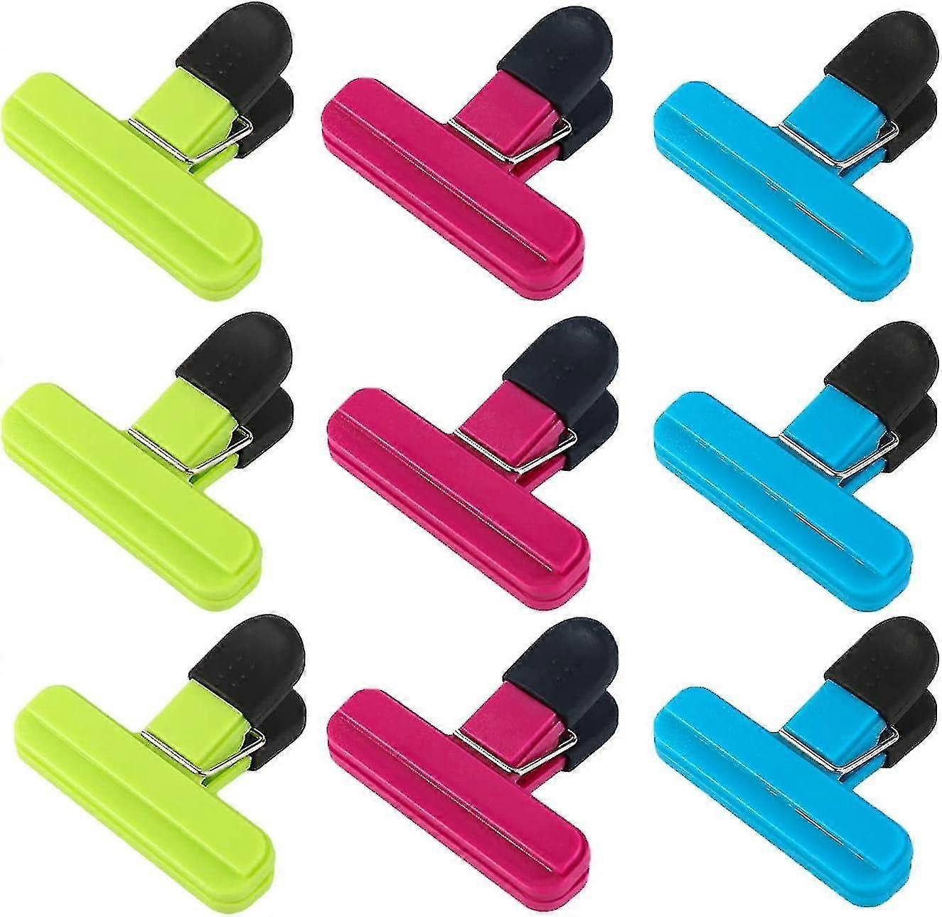9-Piece Plastic Food Bag Clip Closures, Assorted Colors