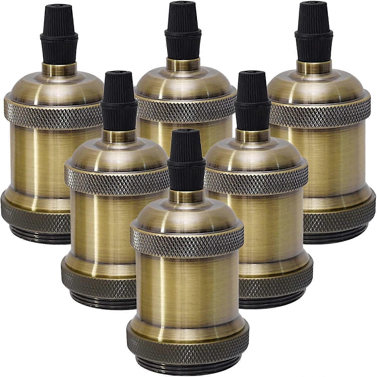 E27 Bronze Vintage Edison Lamp Holder Socket, 6 Ceiling Socket Lamp Base Retro Hanging Lamp Holder Pendant Lamp Adapter