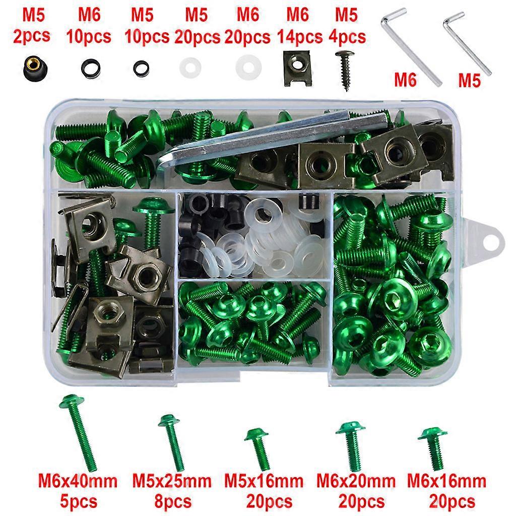 155Pcs Motorcycle Windscreen Windshield Fairing Bolt Screw Kit Well Nuts M5 M6