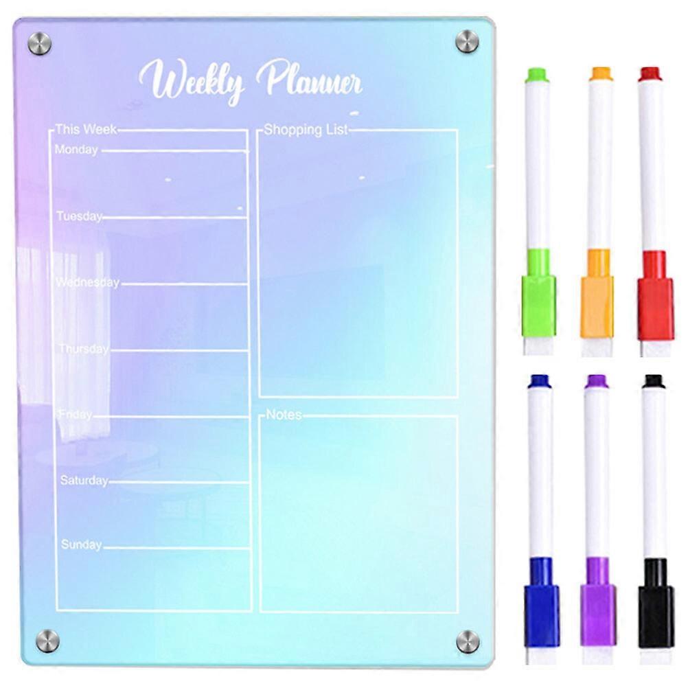 1 Set of Acrylic Memo Writing Board with Pen Decorative Acrylic Message Board Erasable Planning Board