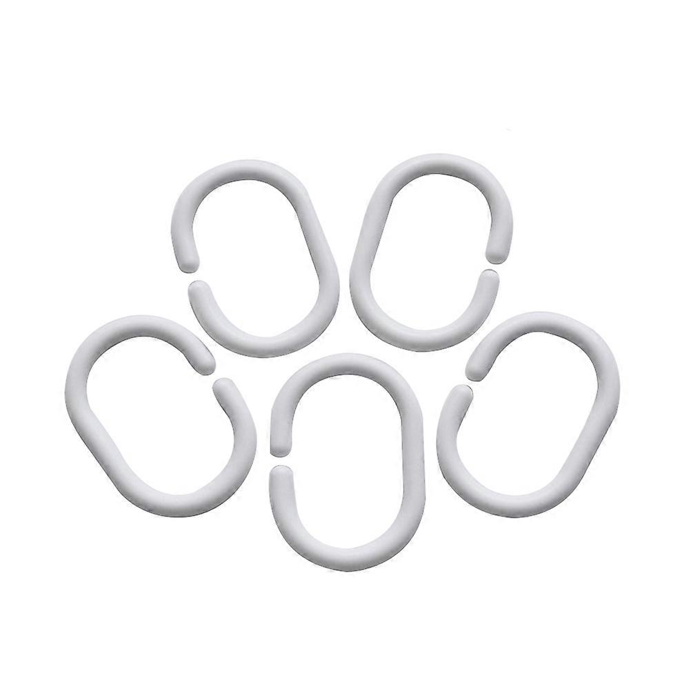 48 Pcs White Shower Curtain Hooks Shower Curtain Hanger Plastic Hooks Bath Drape Loop Clip C Rings