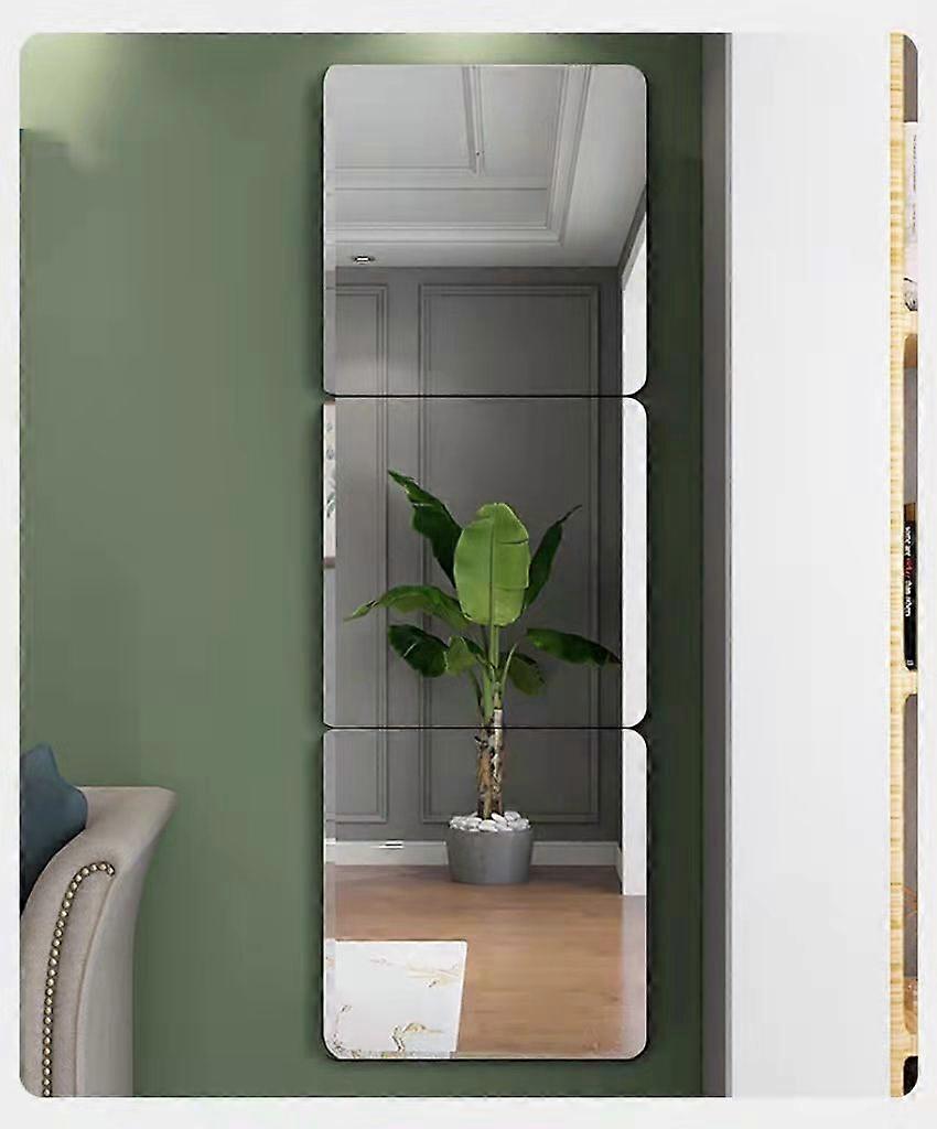LMTODLFG Full Length Acrylic Mirrors Stickers For Walls, 16" Self Adhesive Safe Plexi-Glass Mirror, Shatterproof Wall-Mounted Stick On Makeup Large Full Body Mirror Home Workout Gym Hallway Tile