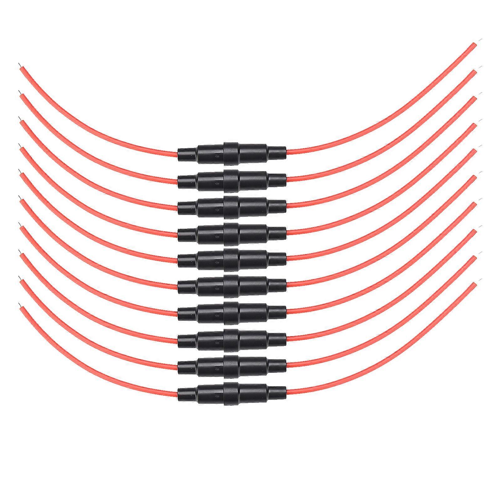 2023 New 10Pcs 5x20mm AWG Fuse Holder Inline Screw Casing Lead for Car - Splash/Damp Proof