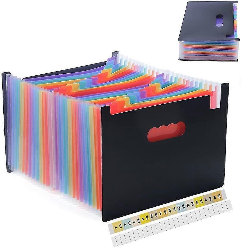 Expanding File Folder 24 Pockets Multi-color A4 Document Organizer With