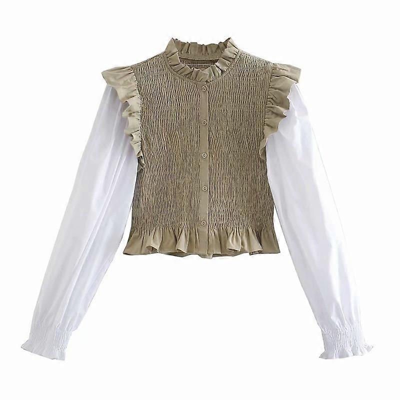 Women's Round Neck Patchwork Top Long