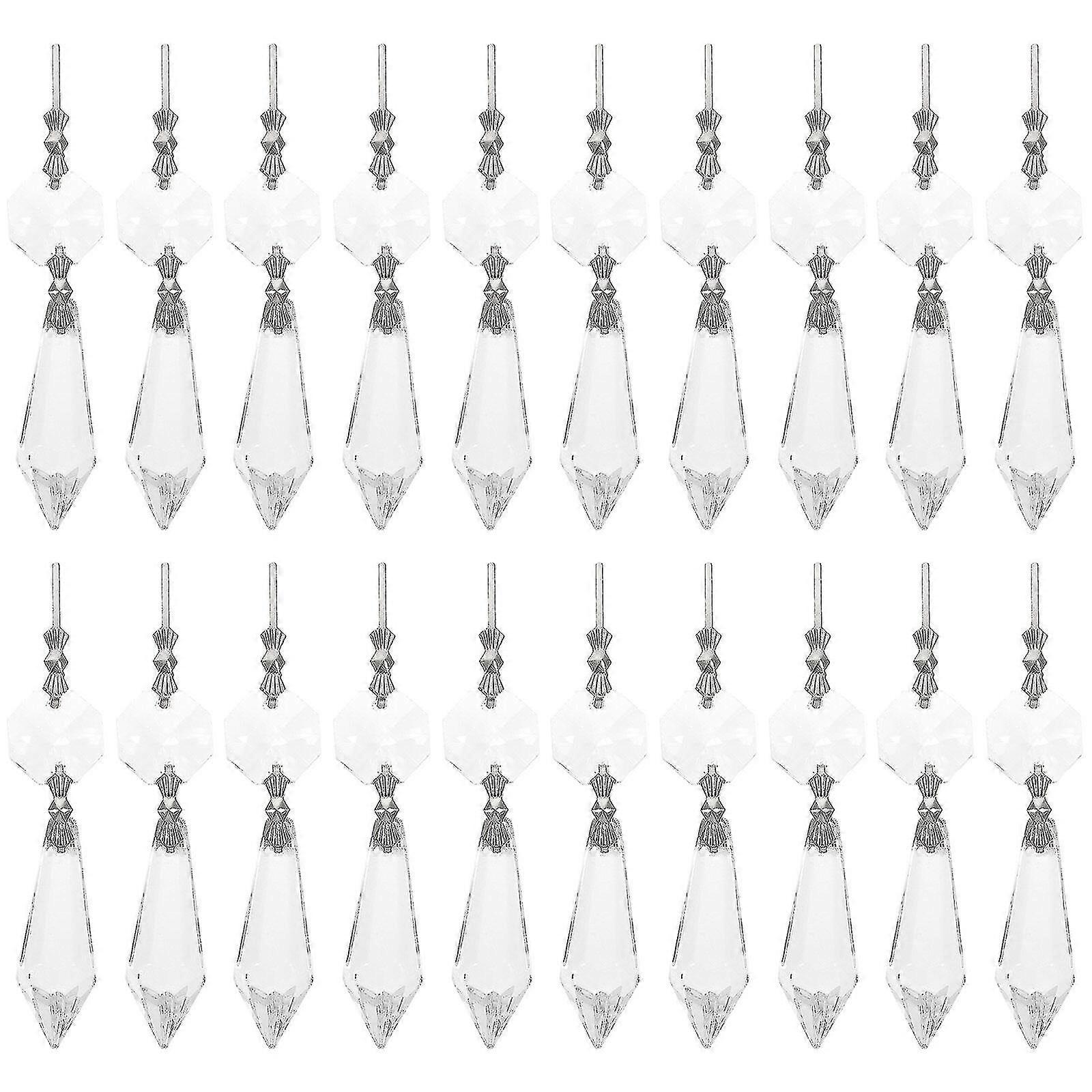 20 adet Clear Crystal Avize Icicle Prizmalar Candelabra Yedek Parçaları