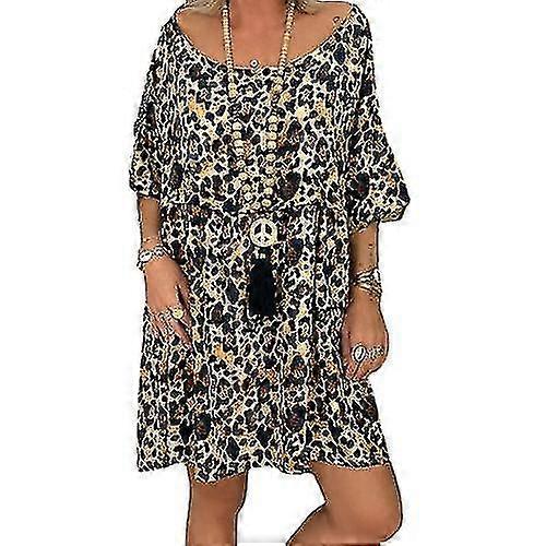 Femmes Retro Boho Manches Courtes Casual Mini