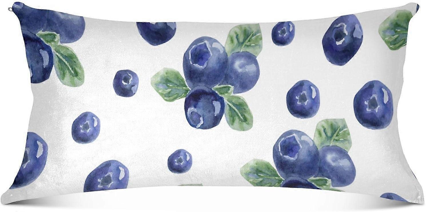 Fronha de Almofada com Zíper de Mirtilo Frutas Capa de Almofada de Corpo Macio com Zíper Capa de Almofada de Veludo para Almofada Longa Almofada de Corpo Almofada Pequena 20x54in