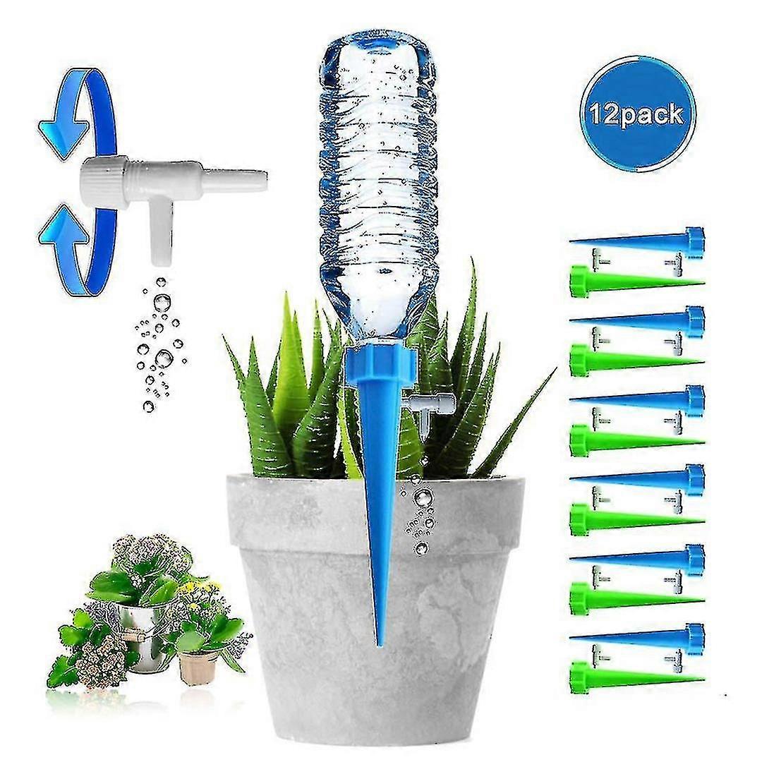 12 Pack Plant Automatic Watering Device,self Spikes System With Slow Release Control Valve,dripper