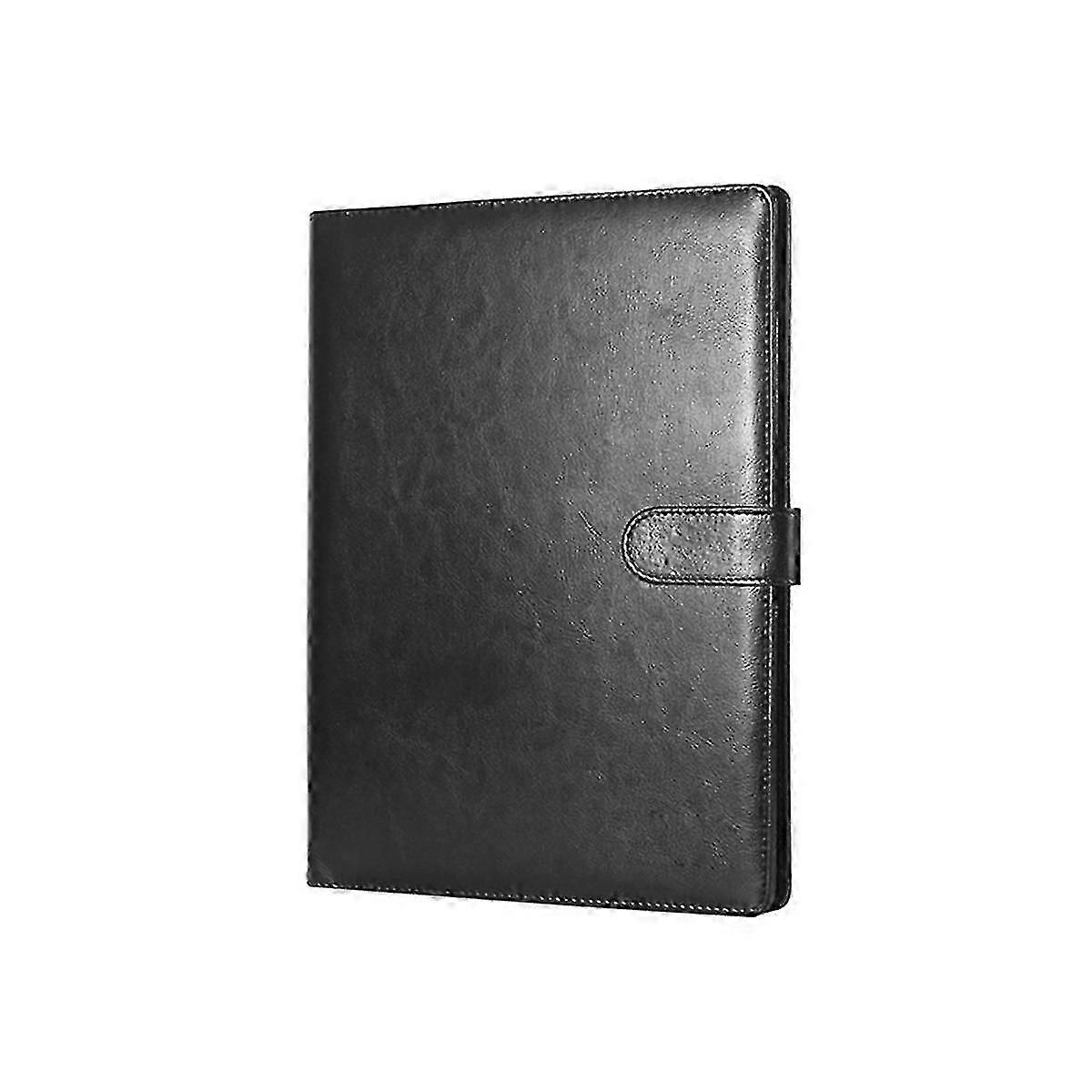A4 Leather Folder Multifunctional Business Contract Folder with Notes Business Stationery Folder Black - JA