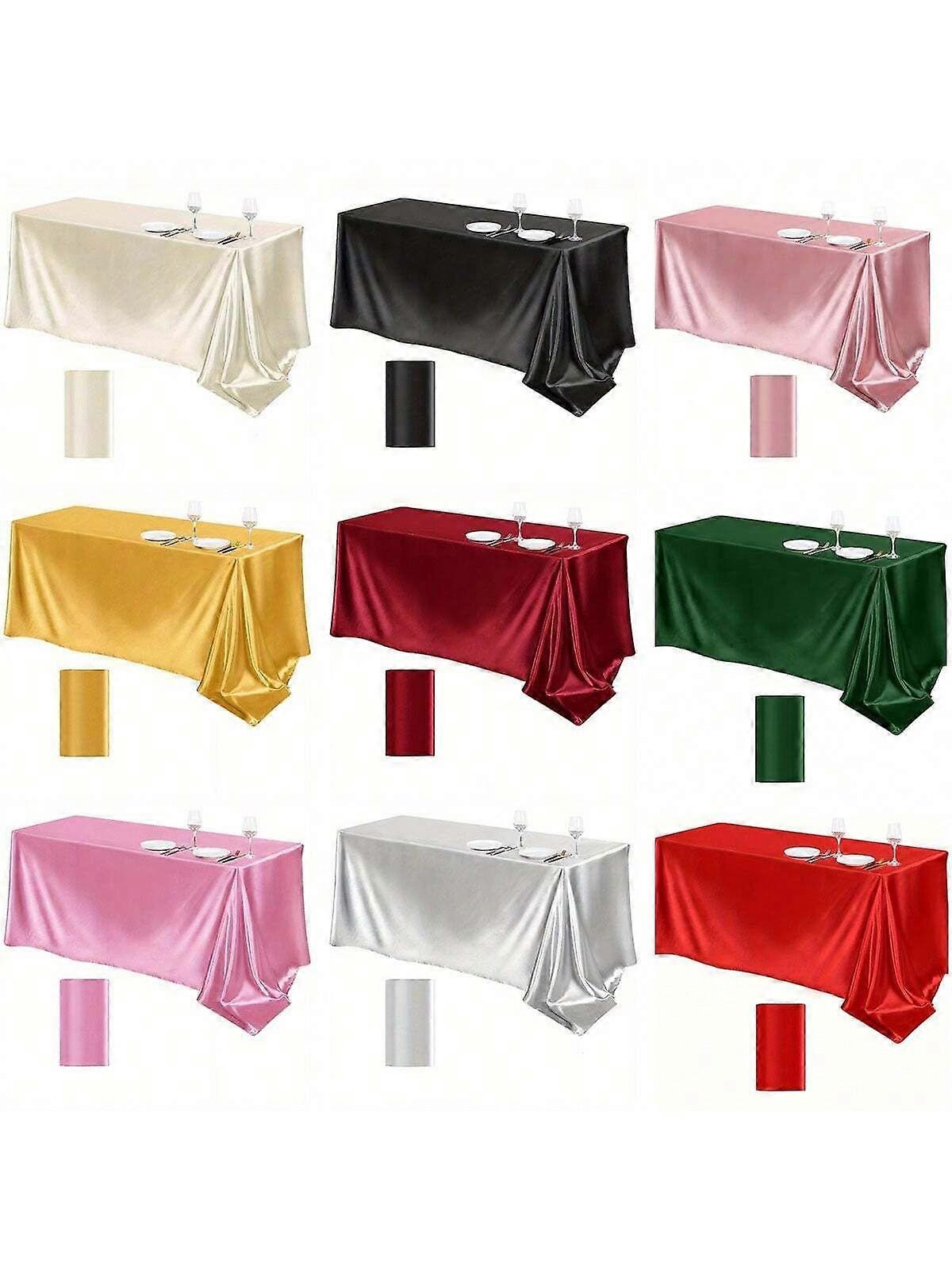 1-Pack Satin Tablecloths 57x108 Inches Multicolor Rectangular Tablecloth Silk Smooth Fabric Party Tablecloth For Rectangular Table Party, Holiday Din