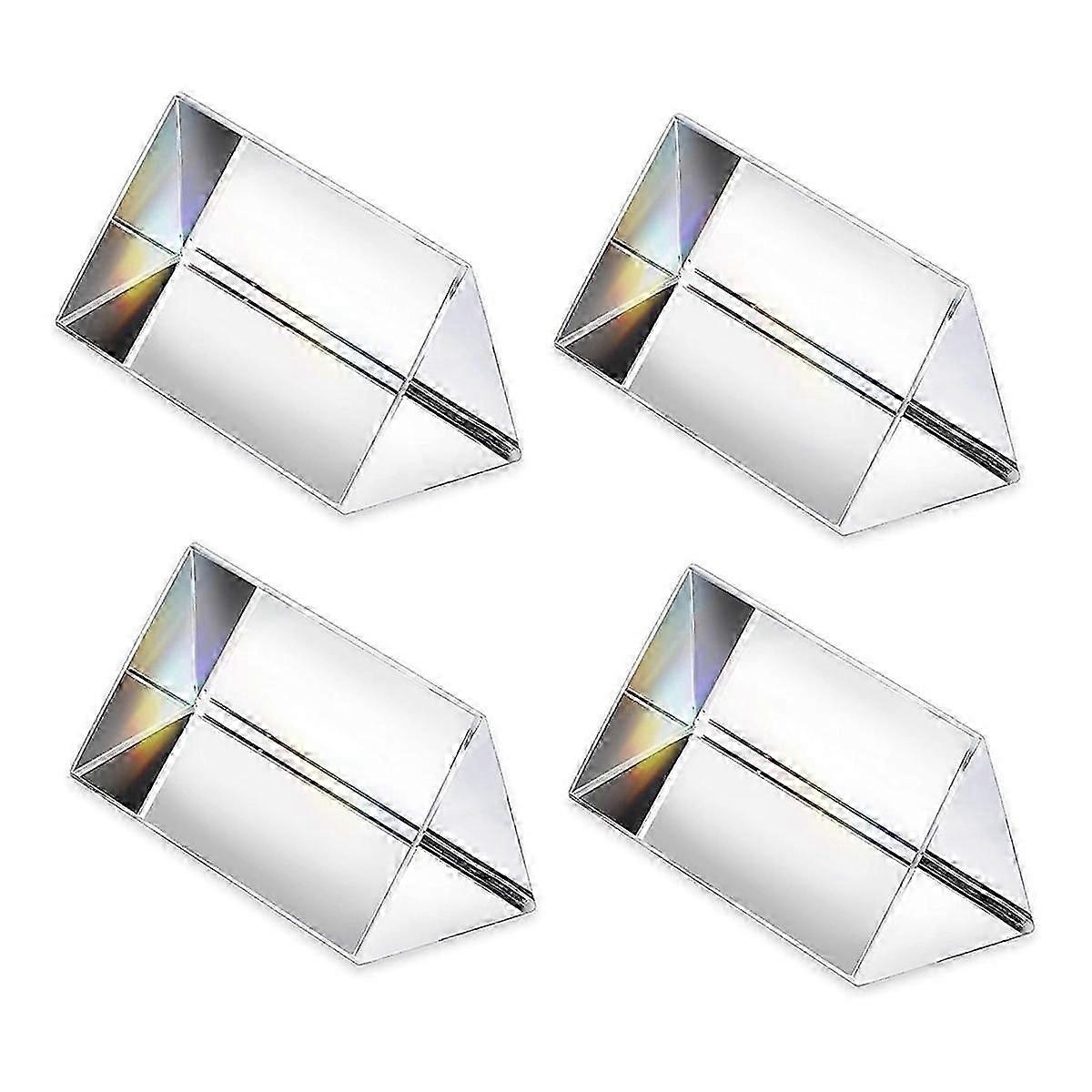 4Pcs Clear Triangular Prism for Rainbow Lights Crystal Optical Prisms Glass Physics Teaching Refrac