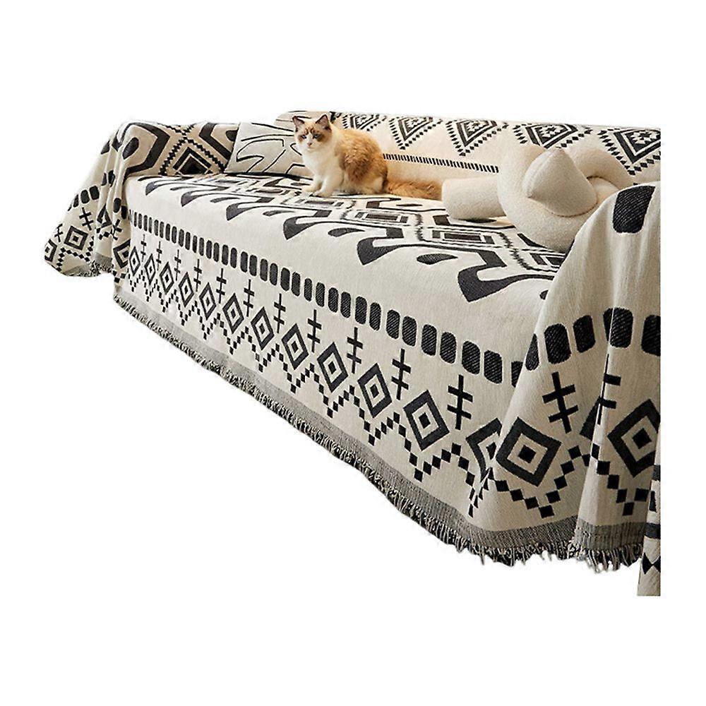 Sofa Blanket Bohemian Style Color Matching Printed Chenille Anti-Shrink Prevent Cat Clawing Couch Protection Decoration Cover Loveseat Futon Cover