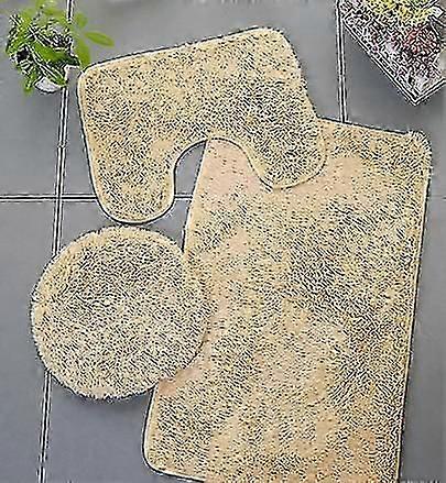 2 stk baderomstepper i mikrofiber sett raggete myk badematte U-formet toalettteppe sklisikkert