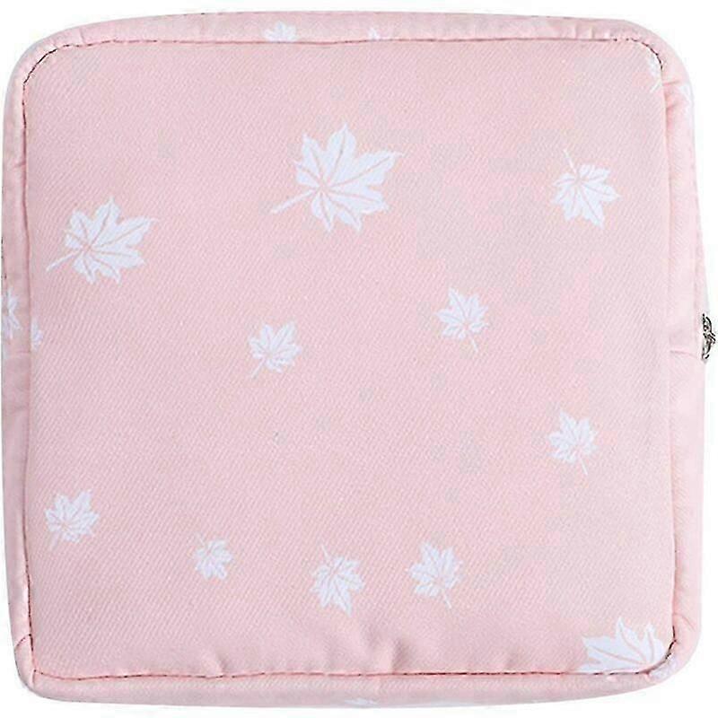 Portable Sanitary Napkin Storage Bag (Pink Maple Leaf)