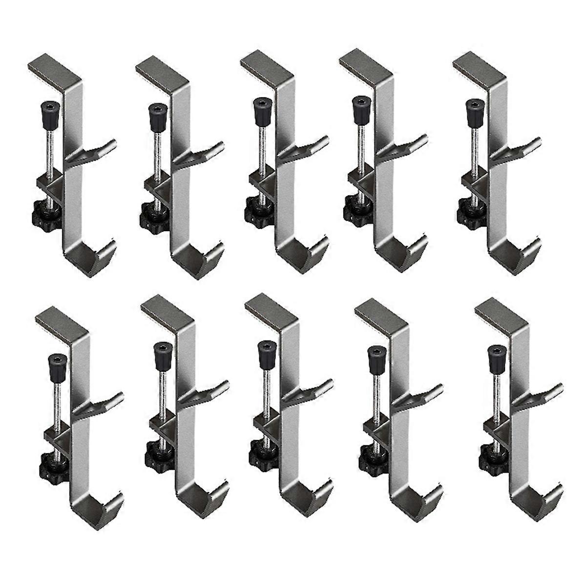 10pcs Double-Layer Locking Desk Hook Bag Hook Office Desk Mobile Bag Hook Desk Side Table Hook Silver Gray