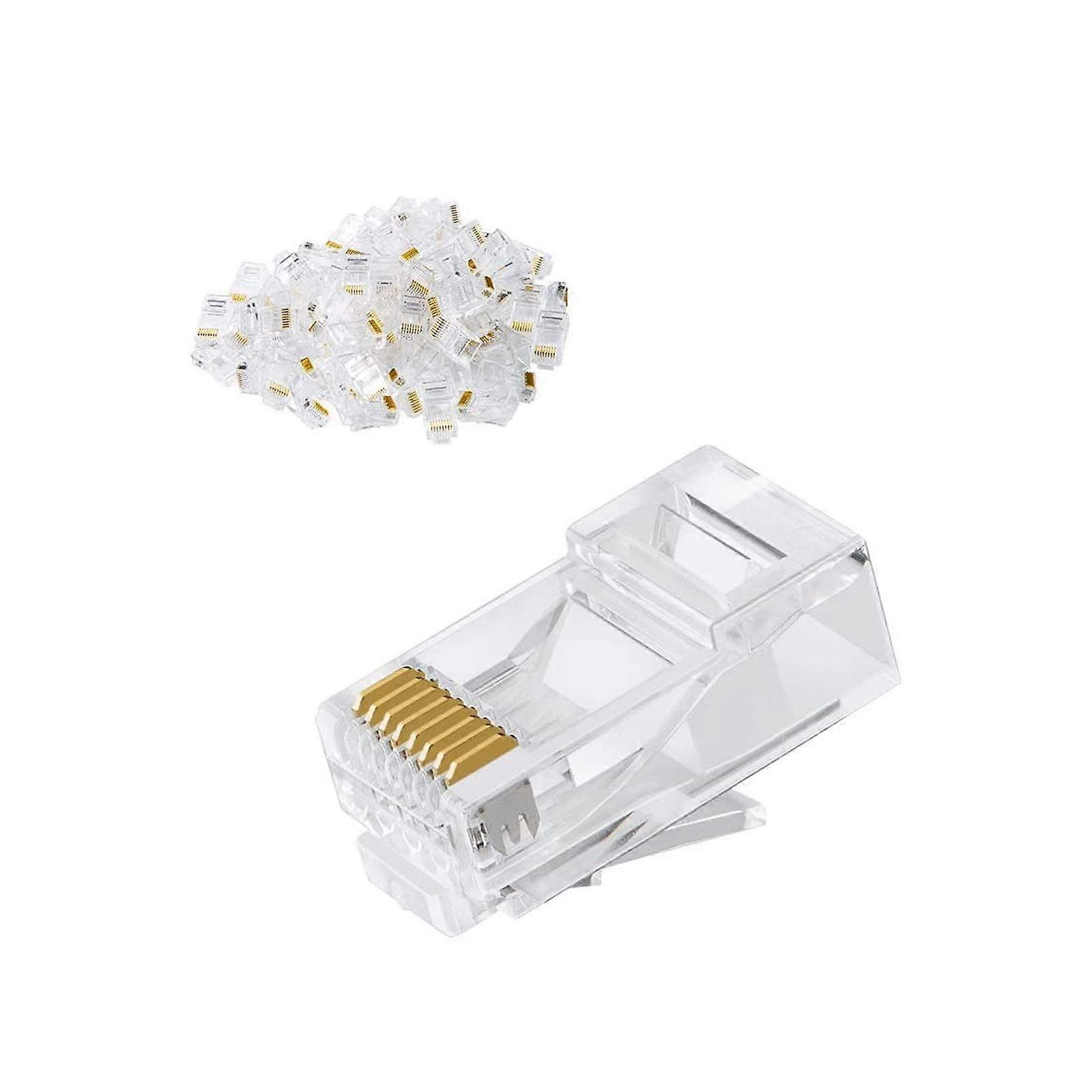 100 Pack Transparent RJ45 Connectors for Ethernet Cable Crimping - UTP Network Plug