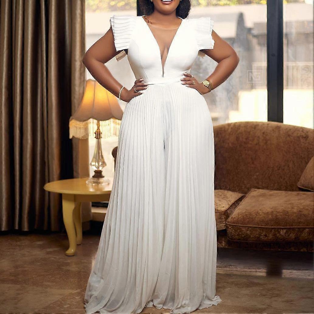 High Waisted Sexy Jumpsuit in Solid Color with Net Yarn Splicing for Women's Summer Fashion
