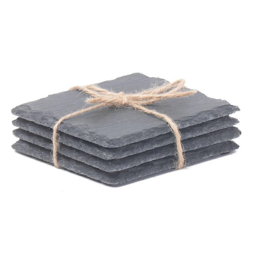 Set Of 4 Drinks Square Slate Coaster Set