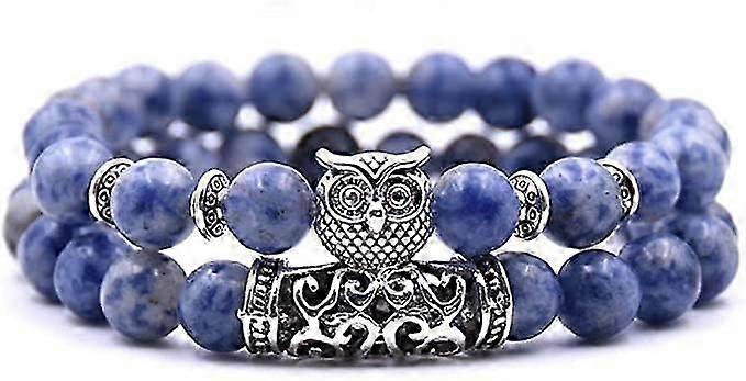 Leather Bracelet Men's Blue Bead
