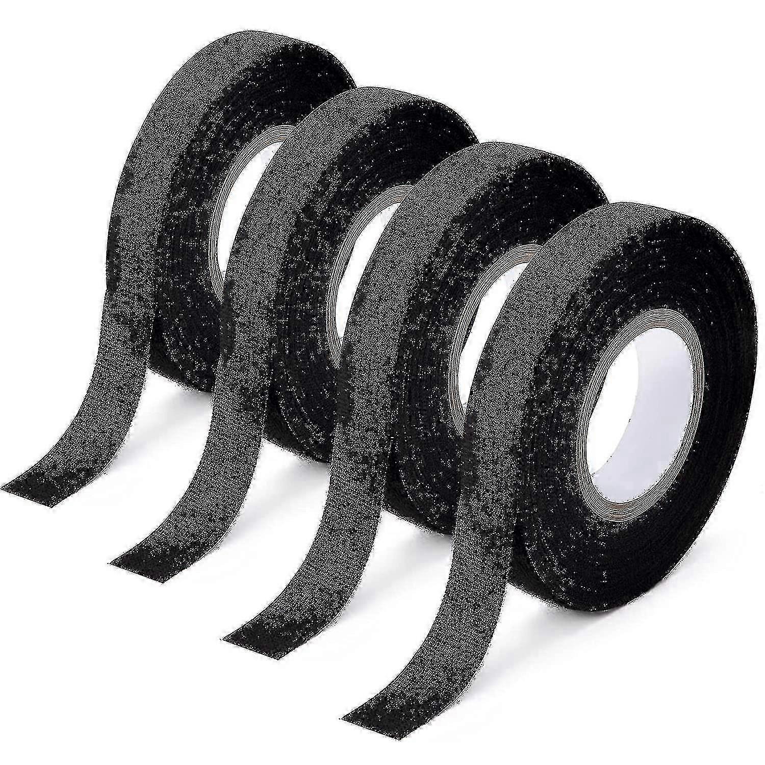 شريط عازل أسود ، 4 قطع 15 مم × 15 م شريط لاصق منسوج مقاوم للماء للأسلاك تسخير الشريط الكهربائي - Pjun