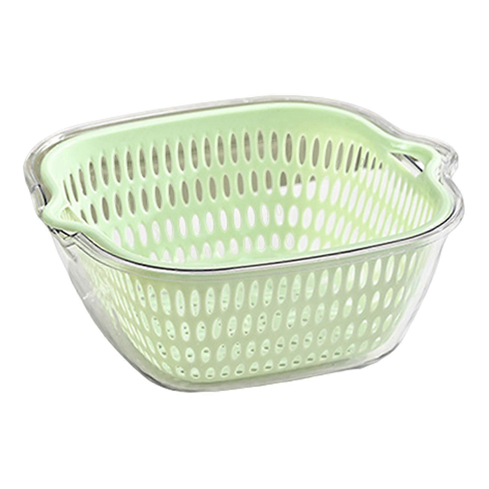 1/3Pcs Double-layer Fruit Vegetable Wash Basins Drain Baskets with Handle Food Grade BPA Free Easy to Clean Storage Baskets