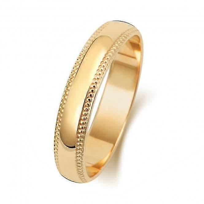 Trauring 18K D Form Millgrain 4 mm-1.2 Trauring WQ184L