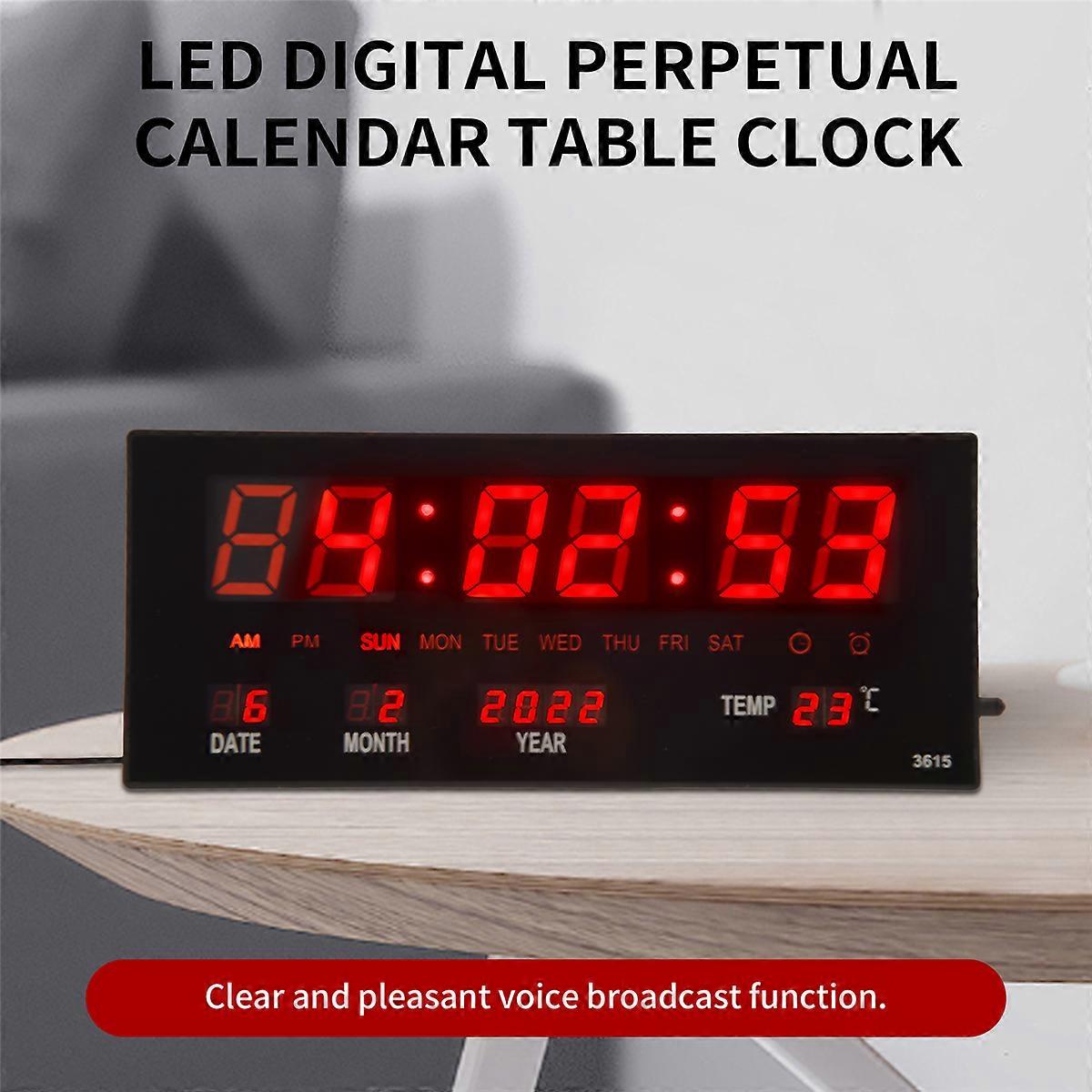 LED Calendar Electronic Clock Digital Wall Clock Alarm Hourly Chiming Temperature Table Clocks Home 