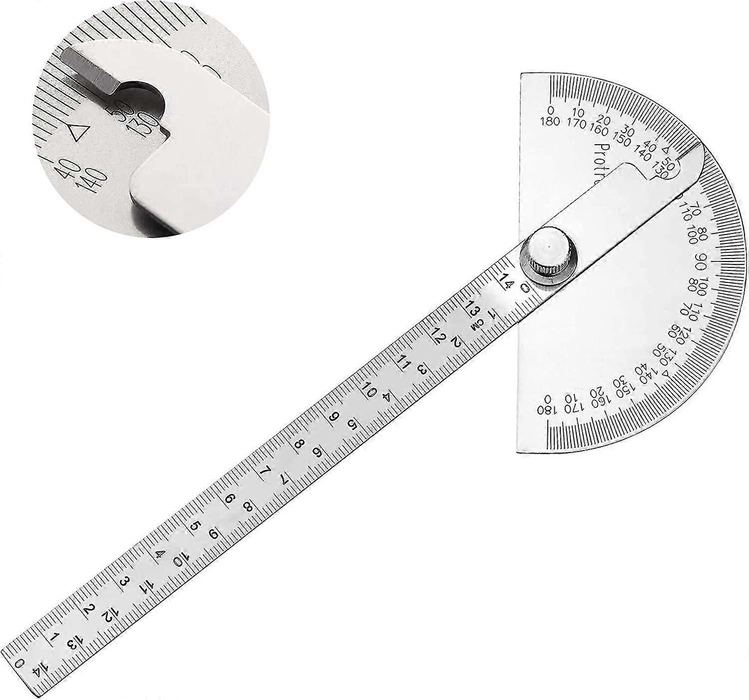 Stainless Steel Protractor 0-180 Protractor Angle Gauge Arm Measuring Ruler Tool Engineer Protractor With 140mm Ruler, Universal Angle Ruler For Paint