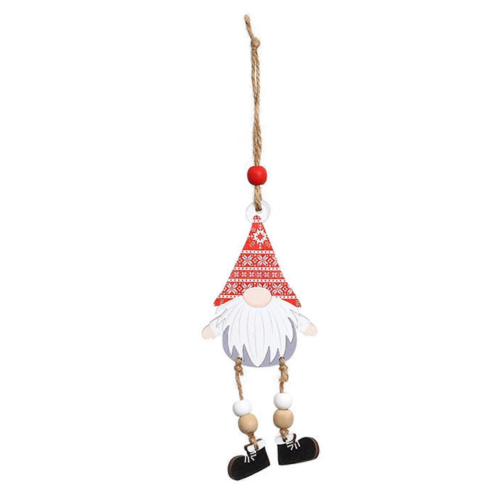 Christmas Wooden Gnome with Legs Pendant Hanging Gift Xmas Tree Decor for Home Festival Holiday Party Front Door Decor  Red