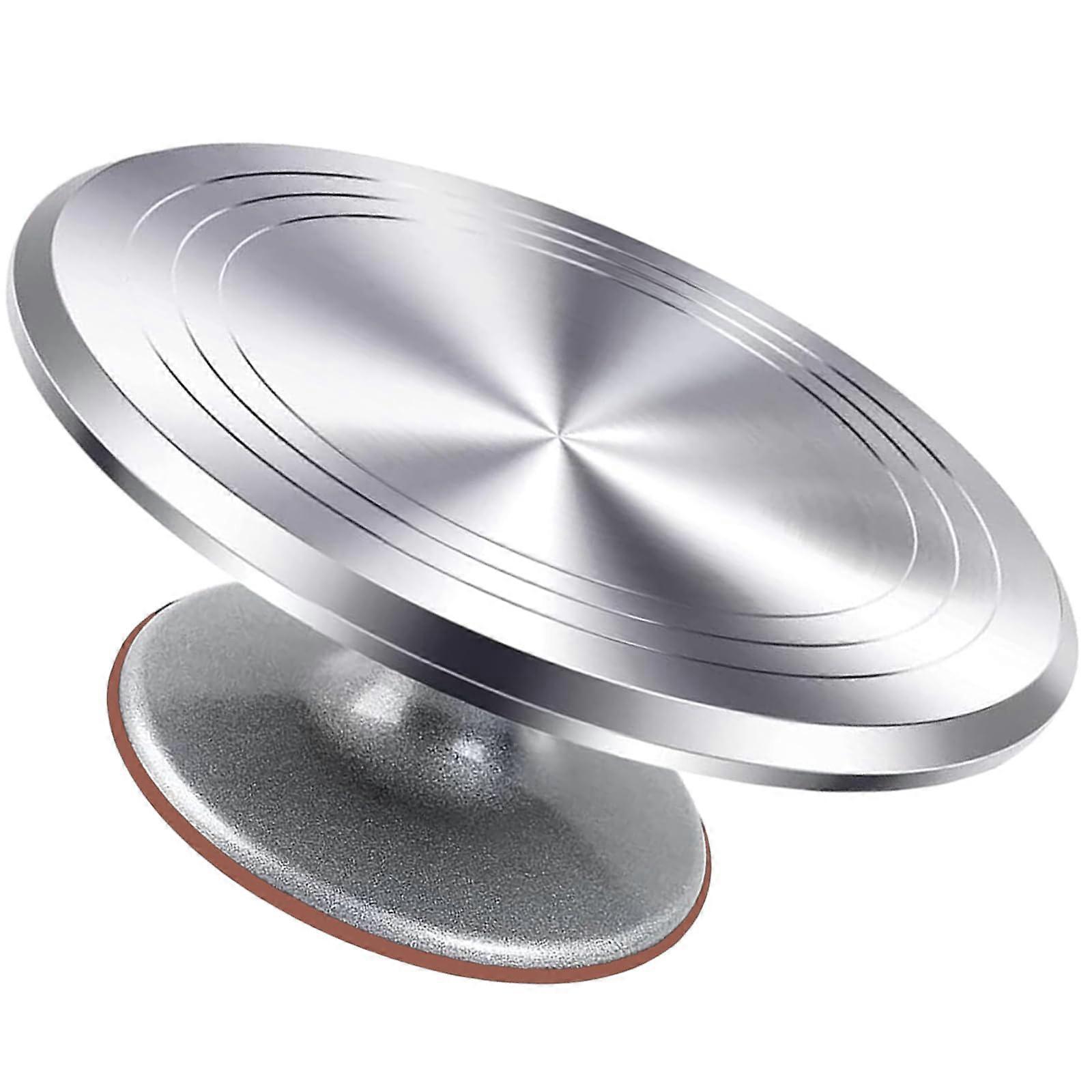 12 Inch Aluminium Alloy Revolving Cake Stand With Non-Slipping Silicone Bottom, Smooth Turntable For Cupcakes & Pastries