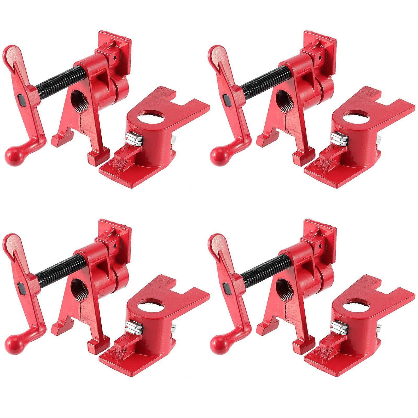 4 Pack 3/4 Inches Pipe Clamp, Wood Gluing Pipe Clamp Set, Woodworking Cast Iron Clamp for Metalworking, Woodworking and Frame Assembly, Red