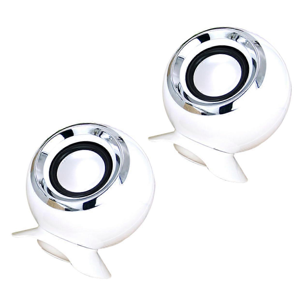 Set Of 2 Mini Computer Speakers For Home Office Car TV And Games White Stylish 2-Pack