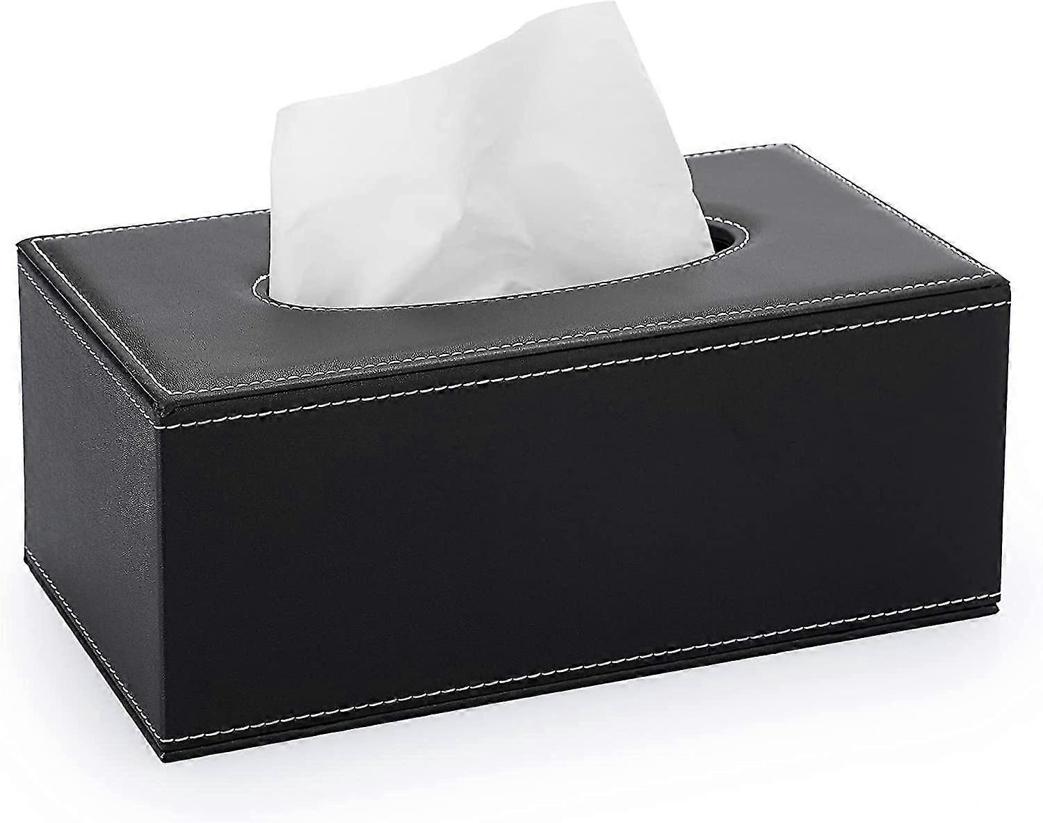 Rectangular Leather Tissue Box Cover - Stylish Tissue Box Holder With Magnetic Bottom, Decorative Pu Tissue Box