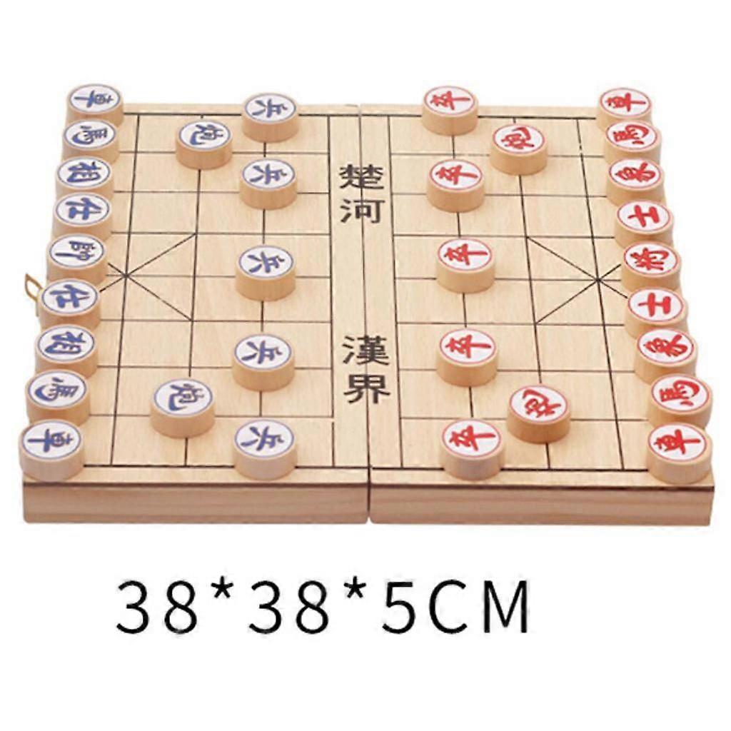 Foldable Wooden Chinese Chess Board Games Tabletop Portable Puzzle Chinese Xiangqi Chess Set For Student Adult