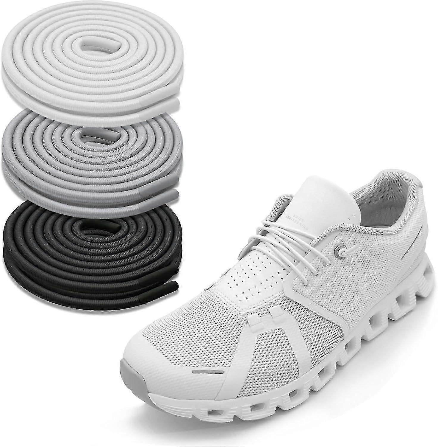 3 par elastiske skolisser for on cloud 5 joggesko, elastisk strikk tynn