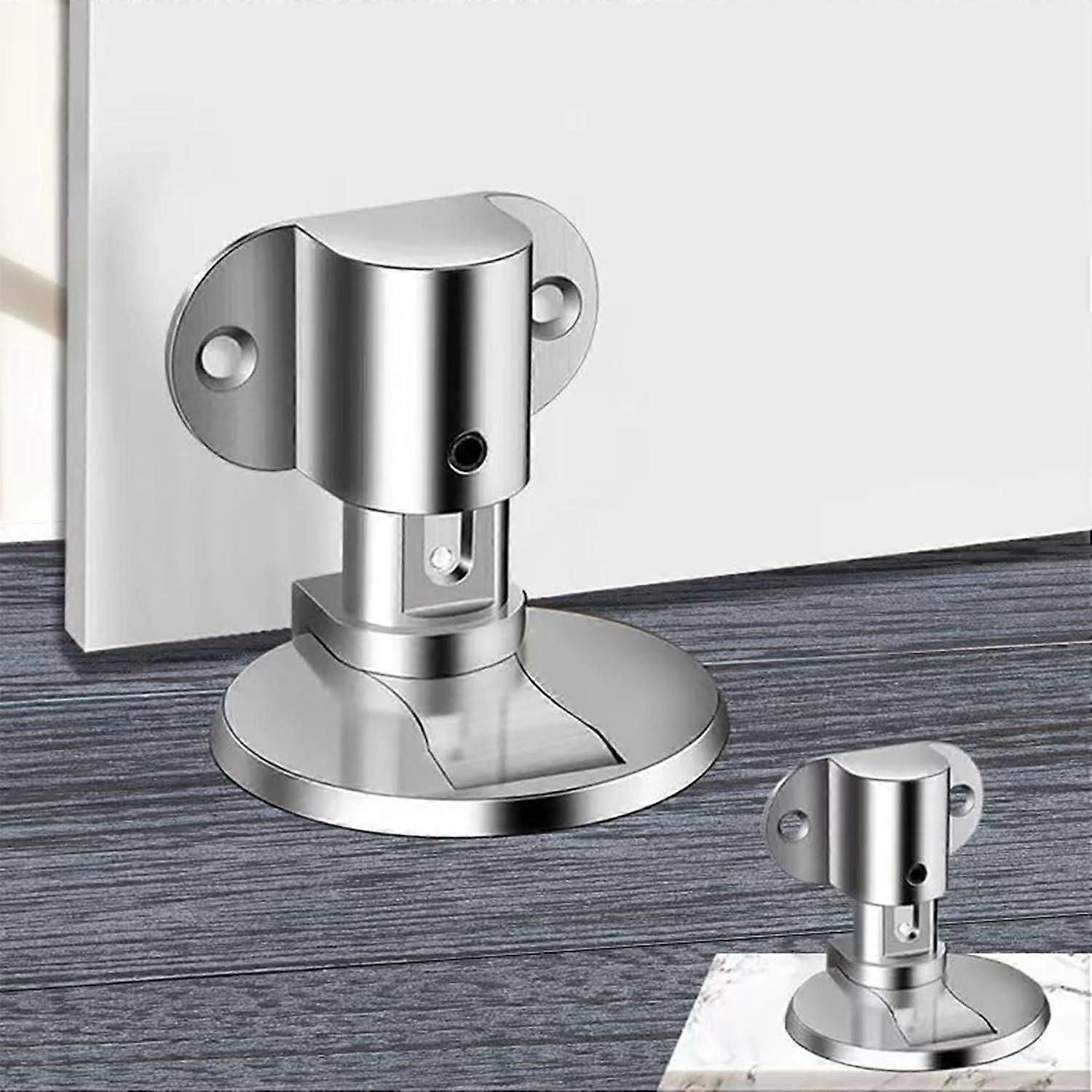 SCSYV Magnetic Door Stops,WJSM,Magnetic Door stoppers for Bottom of doorr, Adhesive No Drilling,Protect The Door from Collision When Opened (Silver 1)