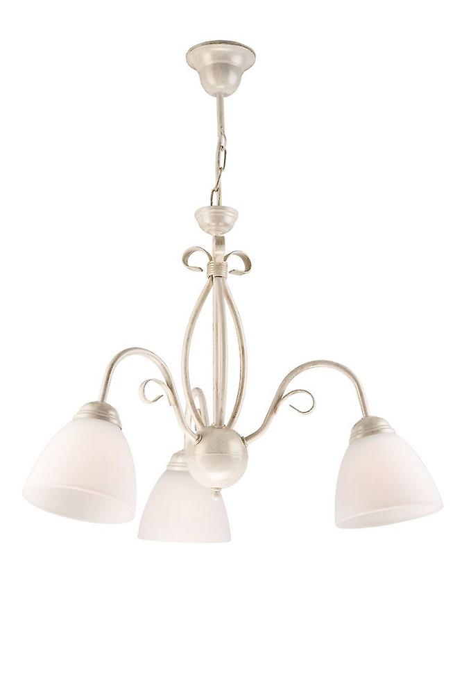 Adelle Multi Arm Pendant Ceiling Light With Glass Shades, White, 3x E27
